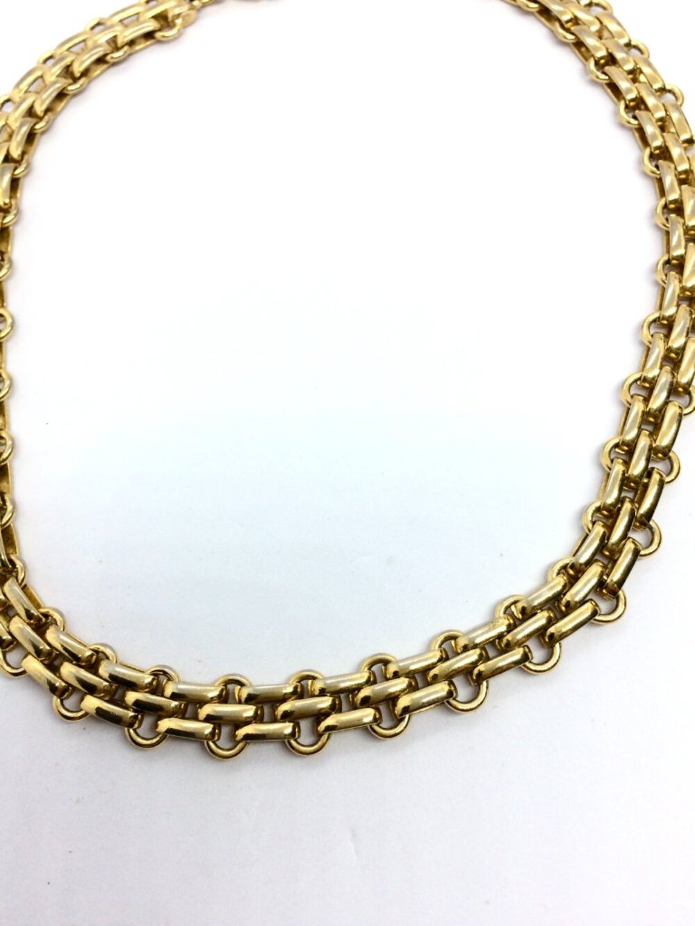 VINTAGE DIOR CHAIN Necklace Gold Tone Chunky Link CD Logo Signed 16 Inch - Picture 12 of 16